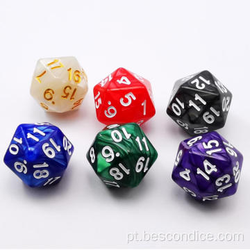 BESCON D20 DICE SPindown 22mm, Settled Marble Colors 6pcs Conjunto